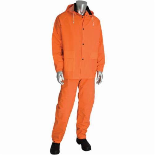PIP® 201-360X1 Base35™ Rain Suit, 3 pc Premium, Series: 201-360, XL, Hi-Viz Orange, Polyester/PVC, 56 in Chest, 50 in Waist