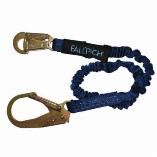 FallTech® 82403 ElasTech® Shock Absorbing Lanyard, 310 lb Load, 6 ft L, Polyester Line, 1 Legs, Rebar Hook Anchorage Connection