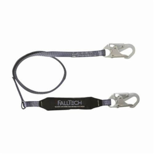 FallTech® 8256 ViewPack™ Shock Absorbing Lanyard, 310 lb Load, 6 ft L, Polyester Line, 1 Legs, Snap Hook Anchorage Connection