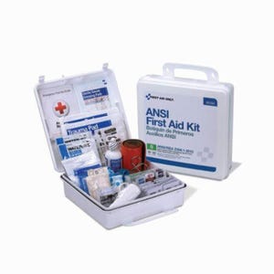 First Aid Only® 90566 First Aid Kit, Wall Mount, 195 Components, Plastic Case, 2-3/4 in H x 9.19 in W x 9.19 in D