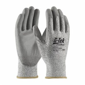 G-Tek® 16-530/L Blended Cut-Resistant Gloves, L, Polyurethane Coating, High Performance Polyethylene Fiber, Elastic/Knit Wrist Cuff