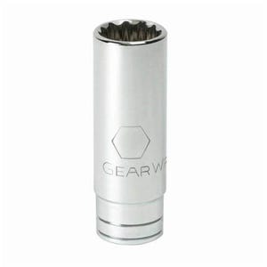 GearWrench® 80595 Socket, Deep Length, Imperial, Square Drive, 3/8 in Drive, 1 in Socket, 2-1/2 in OAL, 0.567 in Opening Depth