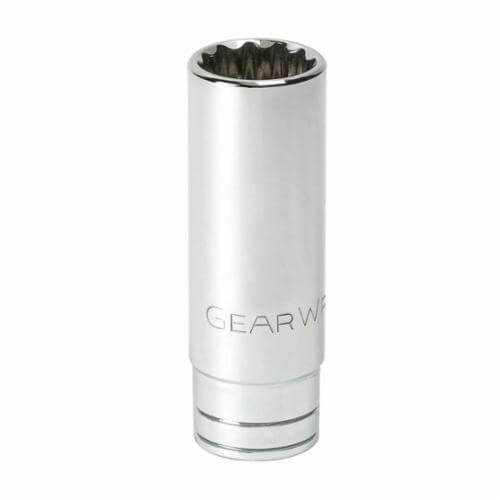 GearWrench® 80593 Socket, Deep Length, Imperial, Square Drive, 3/8 in Drive, 1 in Socket, 2-1/2 in OAL, 0.567 in Opening Depth