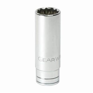 GearWrench® 80593 Socket, Deep Length, Imperial, Square Drive, 3/8 in Drive, 1 in Socket, 2-1/2 in OAL, 0.567 in Opening Depth