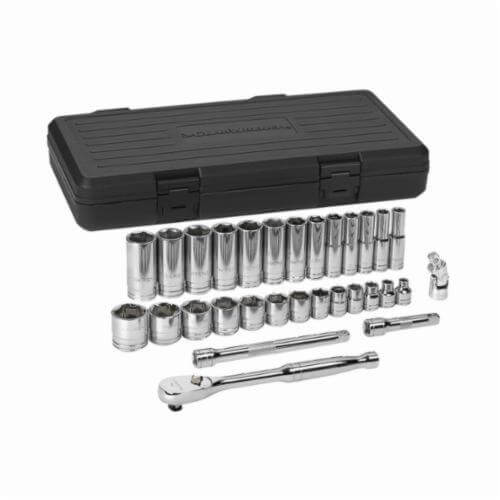 GearWrench® 80569 Socket Set, ASME B107.1/B1007.10, 6 Points, 3/8 in Drive, 30 pc, Included Socket Size: 1/4 to 1 in