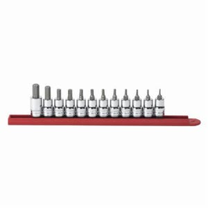 Gearwrench® 80581 Professional Bit Socket Set, 1/16 to 3/8 in Hex, 3/8 in Drive, 12 pcs, Polished Chrome