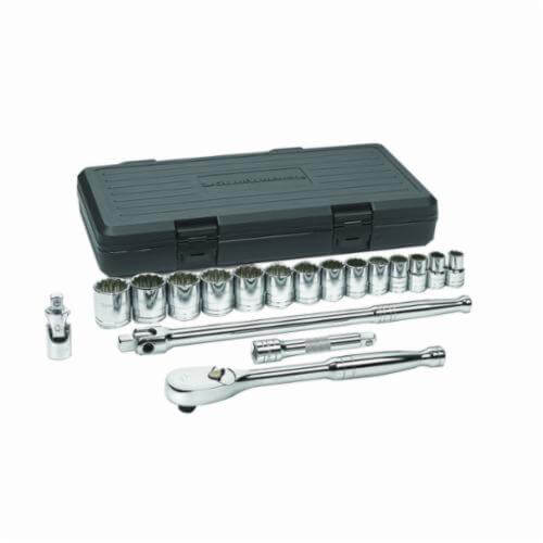 GearWrench® 80716 Socket Set, Imperial, 12 Points, 1/2 in, 18 Pieces, Storage Case Container