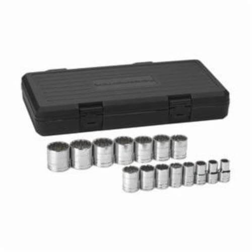 GearWrench® 80731 Socket Set, Imperial, 15 pc, 12 Points, 7/16 to 1-1/2 in Included Socket Size, 1/2 in Drive, Polished Chrome