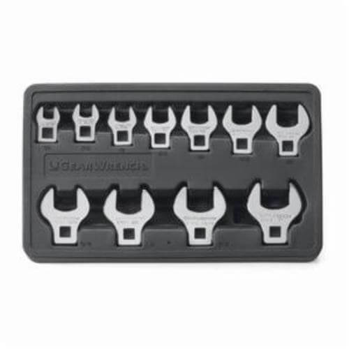 GearWrench® 81908 Crowfoot Wrench Set, Non-Ratcheting, Imperial, 3/8 to 1 in, 11 pc, 3/8 in Drive, Polished Chrome