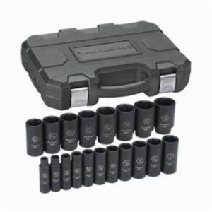 GearWrench® 84934N Impact Socket Set, ASME B107.2, 6 Points, 1/2 in Drive, 19 pc, Included Socket Size: 3/8 to 1-1/2 in
