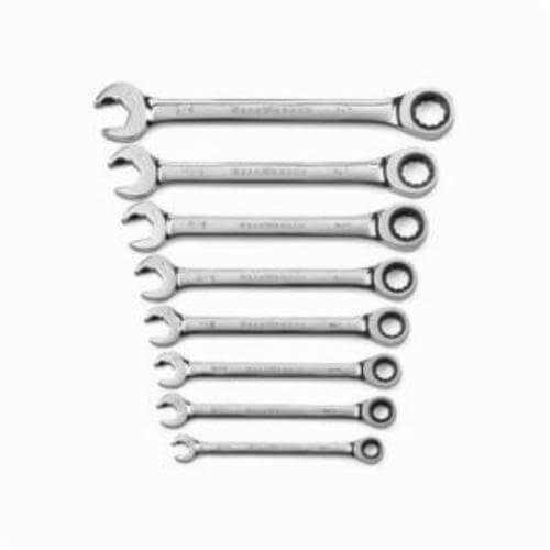 GearWrench® 85599 Ratcheting Regular Length Combination Wrench Set, Imperial, 8 pc, 5/16 to 3/4 in, Chrome Plated