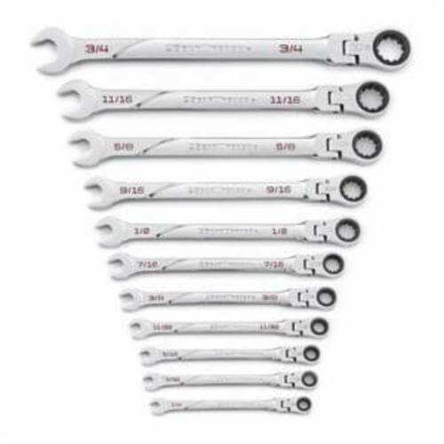 GearWrench® 86247 120XP™ Combination Wrench Set, Extra Long/Standard Length Ratcheting Universal, Imperial, 1/4 to 3/4 in, 11 pc