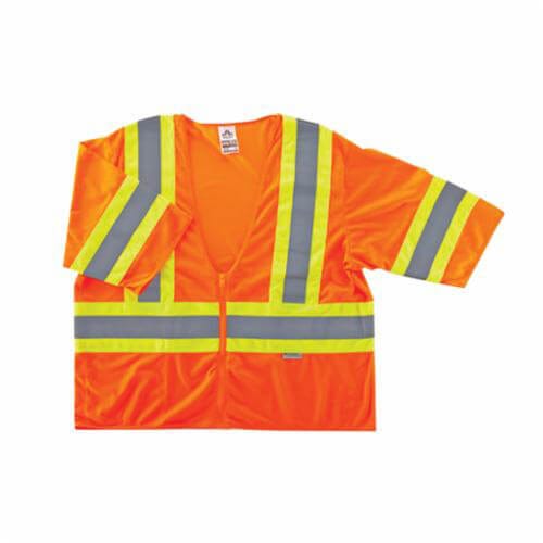 Ergodyne® GloWear® 22175 8330Z 2-Tone Vest, L/XL, Orange, Polyester Mesh, Zipper Closure, 1 Pockets, ANSI Class: Class 3, ANSI/ISEA 107-2015 Type R