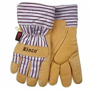 Kinco® Heatkeep® 1927-XXL Men's General Purpose Gloves, Leather Palm, Wing Thumb Style, 2XL, Easy-On™/Knit Wrist/Safety Cuff