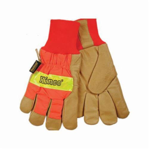 Kinco® Heatkeep® 1938KW-S High Visibility Men's General Purpose Gloves, Wing Thumb Style, S, Nylon Back, Hi-Viz Orange