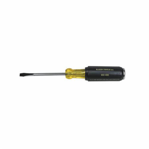 Klein® 602-4DD Keystone Demolition Screwdriver, 1/4 in Cabinet Point, 4 in Round Shank, 9 in OAL, Acetate Handle, Polished Chrome