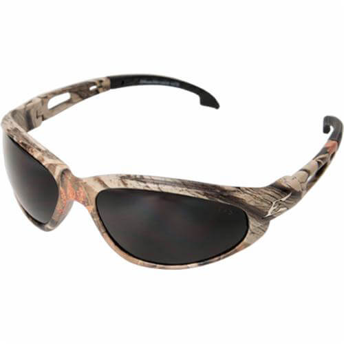 Edge® SW116CF Dakura Non-Polarized Safety Glasses, Anti-Fog/Anti-Scratch, Smoke Lens, Wraparound Frame, Camouflage