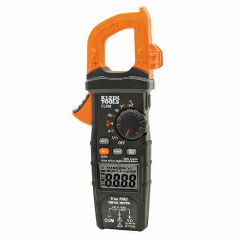 Klein® CL800 AC Auto-Ranging Low Impedance Mode Auto Off Digital Clamp Meter, 1000V AC/DC, 600 A, 60 MOhm, 50 to 400 Hz