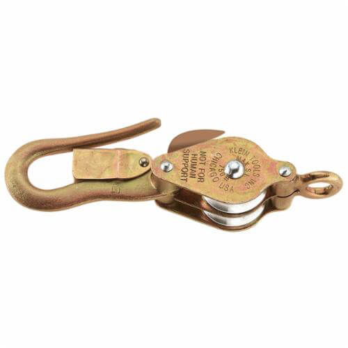 Klein® H268 Double Sheave Self-Locking Block with Eye, Fiber Rope Cable, 3/8 in, 750 lb Load, 2 in OD