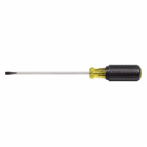 Klein® 601-8 Cabinet Screwdriver, Cushion-Grip®, 3/16 in Point, 8 in Round Steel Shank, 11-3/4 in OAL, Rubber Handle