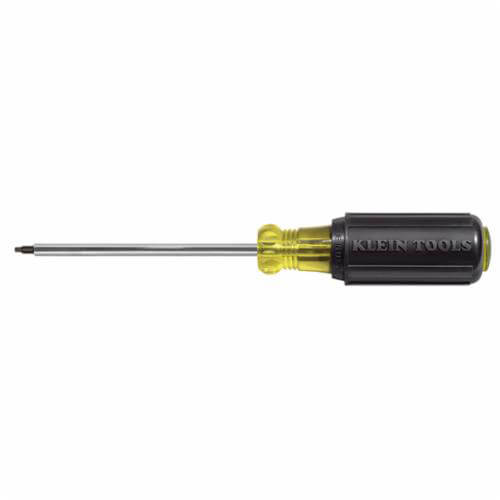 Klein® Cushion-Grip® 663 Screwdriver, #3 Square Recessed Point, Steel Shank, 8-1/4 in OAL, Acetate Handle, Polished Chrome