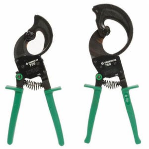 Greenlee® 759 Compact Ratchet Cable Cutter, 600 to 750 kcmil Aluminum, 400 to 500 kcmil Copper, 1-1/8 in dia Communication
