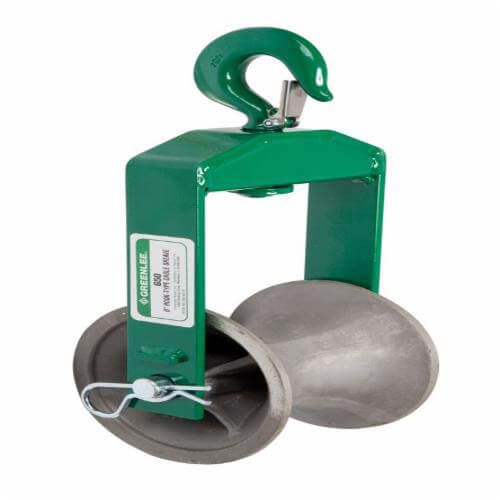Greenlee® 650 Hook Sheave, 4,000 lb, 6 in Sheave OD, Aluminum Alloy/Forged Steel, 1-1/2 in Minimum Radius