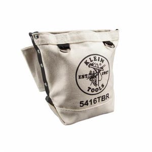 Klein® 5416TBR 1-Pockect Soft Sided Tunnel Connection Bolt Retention Pouch, Canvas, Natural, 5 in L x 10 in W x 9 in H Outside