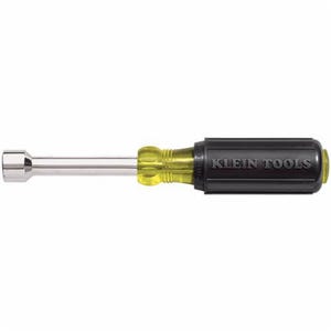 Klein® Cushion-Grip® 630-5/16 Nut Driver, 5/16 in, Hollow/Round Shank, Black/Yellow Cushion Grip Handle, Polished Chrome