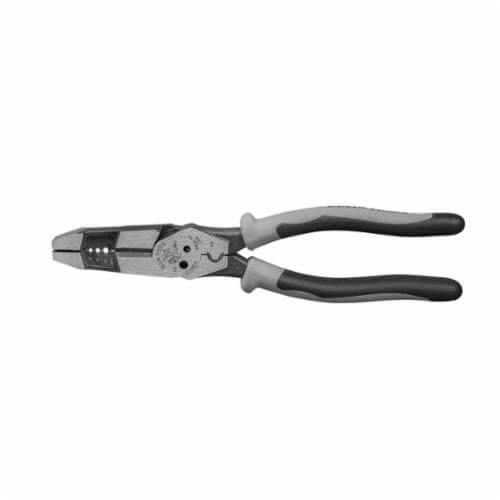 Klein® Journeyman™ J215-8CR Angled Nose Hybrid Plier with Crimping, 2 in L x 1/2 in W x 1/2 in Thick, High Leverage/Side Cut, 8 in OAL