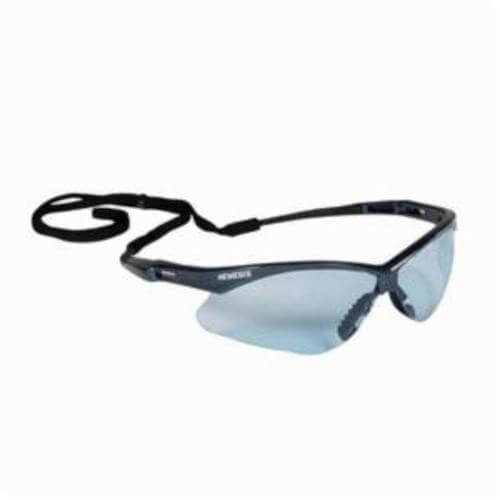 KleenGuard* 19639 V30 Nemesis® Lightweight Safety Glasses with Neck Cord, Anti-Scratch, Light Blue Lens, Wrap Around Nylon Frame, Blue