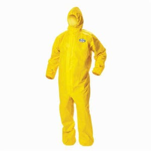 KleenGuard* 09815 A70 Chemical Spray Protection Disposable Coverall, 2XL, Yellow, Polyethylene Film/Spunbond Polypropylene