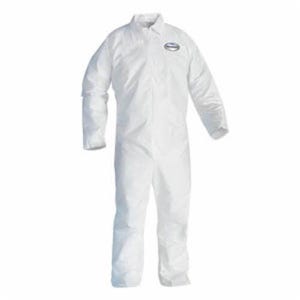 KleenGuard* 44304 A40 Liquid Particle Protection Disposable Coverall, Unisex, XL, White, Microporous Film Laminate, 26-1/2 in Chest