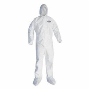 KleenGuard* 44332 A40 Liquid Particle Protection Disposable Coverall, M, White, Microporous Film Laminate, 23-1/2 in Chest, 28 in L Inseam