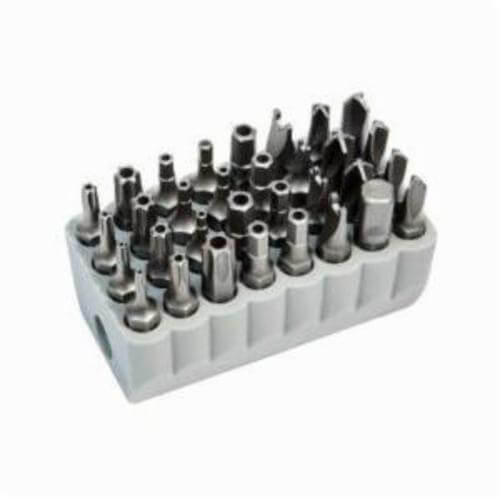 Klein® 32525 Magnetic Tamperproof Screwdriver Bit Set, Spanner/Tri-Wing®/Torq-Set® Point, 32 pc, 1 in OAL, Steel