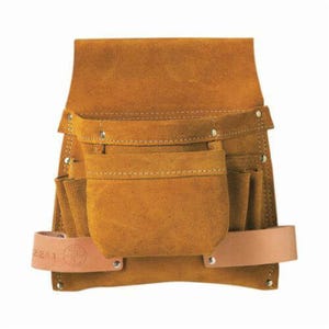 Klein® 42241 Combination Nail/Screw and Tool Pouch, 6 pocket, For use with Tools and Hammers, Leather, Tan