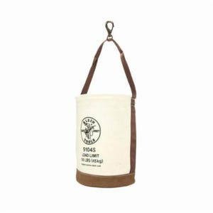 Klein® 5104S Heavy Duty Bottom Bucket, 17 in H, 1 Pocket, #4 Canvas, Natural, 100 lb Capacity, #4 Canvas, Natural
