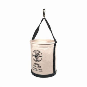 Klein® 5109S Wide Opening Straight Wall Bucket, 12 in dia, 15 in H, 1 Pocket, 75 lb Capacity, #6 Canvas, Off-White