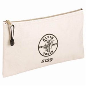 Klein® 5139 Zipper Tool Bag, #10 Canvas, White