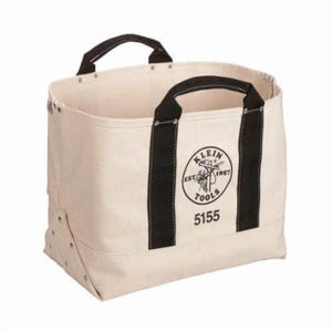 Klein® 5155 Heavy Duty Tool Bag, #6 Canvas, White