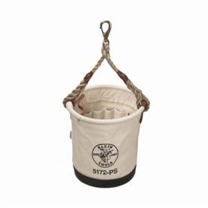 Klein® 5172PS Heavy Duty Tapered Wall Bucket, 12 in H, 15 pocket, #4 Canvas, Natural