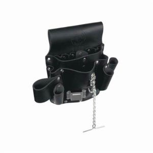 Klein® 5178 Multi pocket Tool Pouch, 8 pocket, Leather, Black