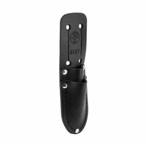 Klein® 5187 Slotted Knife Holder, 2 pocket, for 2100-5, 2100-7 Electrician's Scissors, 44200 Cable Splicer's Knife, Leather, Black