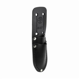 Klein® 5187 Slotted Knife Holder, 2 pocket, for 2100-5, 2100-7 Electrician's Scissors, 44200 Cable Splicer's Knife, Leather, Black