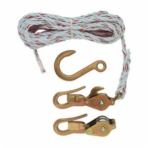 Klein® H1802-30S Block and Tackle with Guarded Hooks, 750 lb Lifting, 3/8 in dia x 7.62 m L Rope
