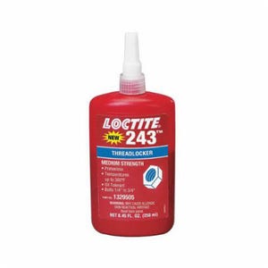 Loctite® 1329505 243™ Medium Strength Oil Tolerant Primerless Threadlocker, 250 mL Bottle, Liquid Form, Blue