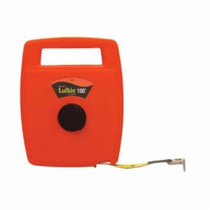 Lufkin® 706D Hi-Viz® Linear Tape Measure, 100 ft L x 1/2 in W Blade Blade, 1/100ths, 1/10ths Graduation