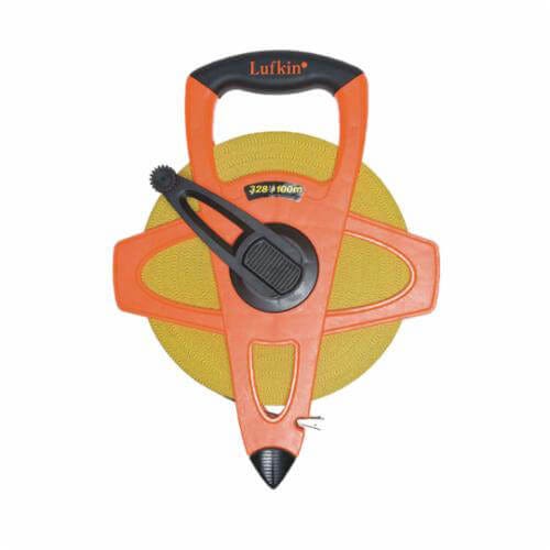 Lufkin® FM100CME Hi-Viz® Measure, Imperial/Metric, 100 m Blade Length, 13 mm Blade Width, Fiberglass Blade