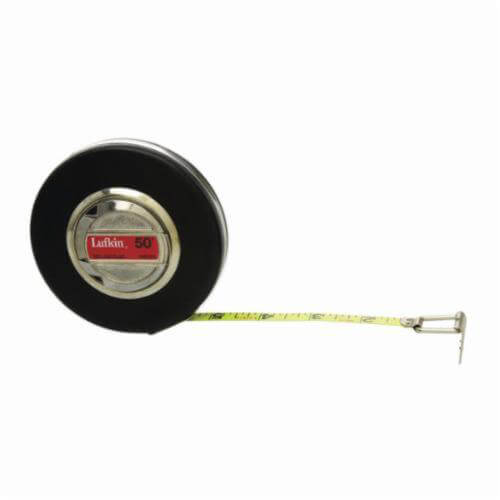 Lufkin® HW223 Banner® Tape Measure, 50 ft L x 3/8 in W Blade, Steel Blade, 1/8ths Graduation