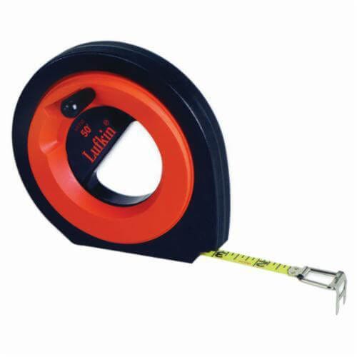 Lufkin® HYT50 Hi-Viz® Speedwinder® Tape Measure, 50 ft L x 3/8 in W Blade, Steel Blade, 1/8ths Graduation